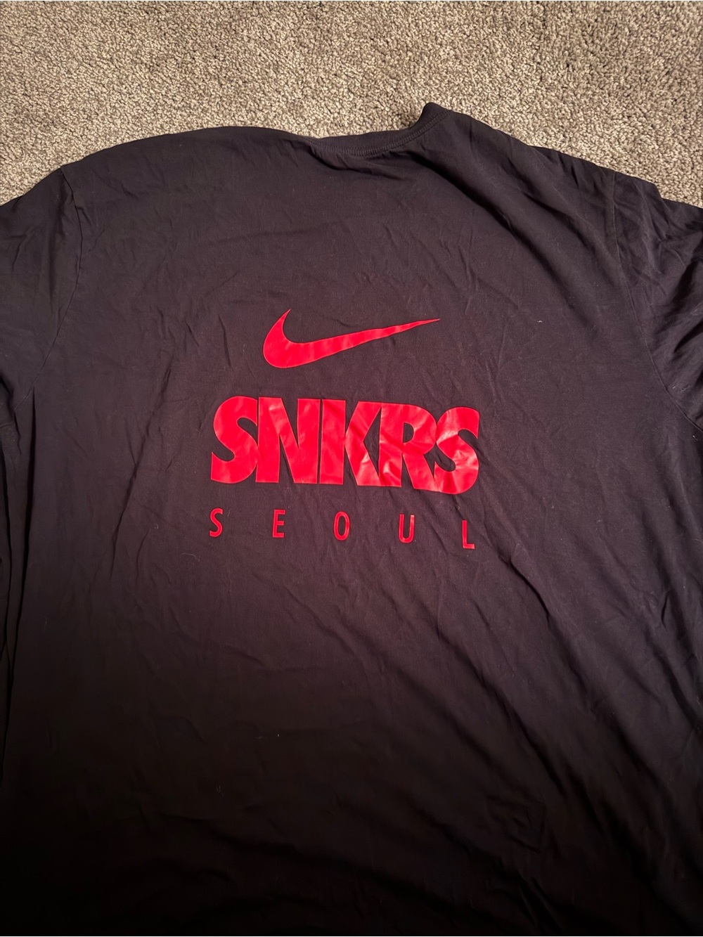 Nike Black Short-Sleeve Tee with Red SNKRS Seoul Logo